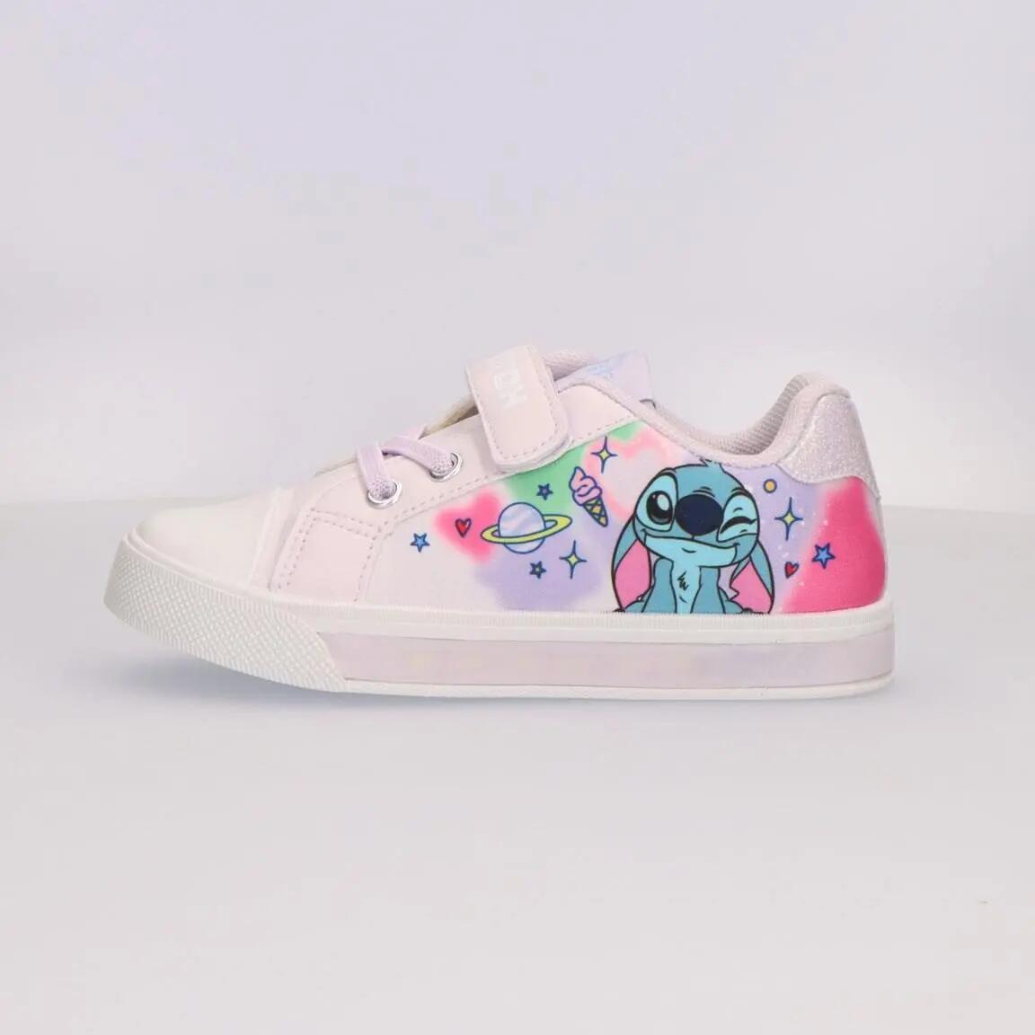 Sapatilhas de Lona com Luzes Stitch Infantis, Antiderrapantes, rosa-claro 4/6