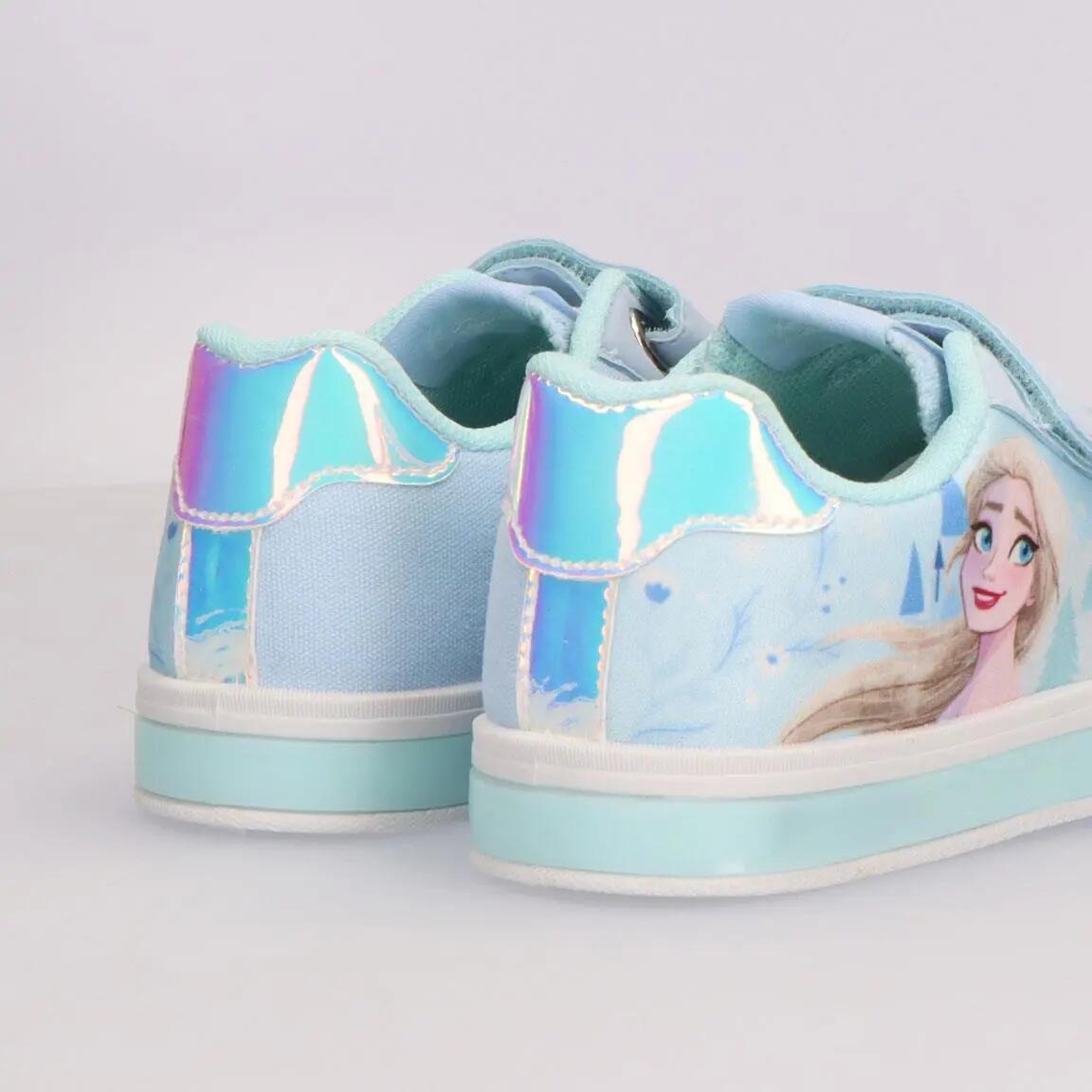 Sneaker in Tela con Luci Frozen per Bambini, Antiscivolo, azzurre 5/6
