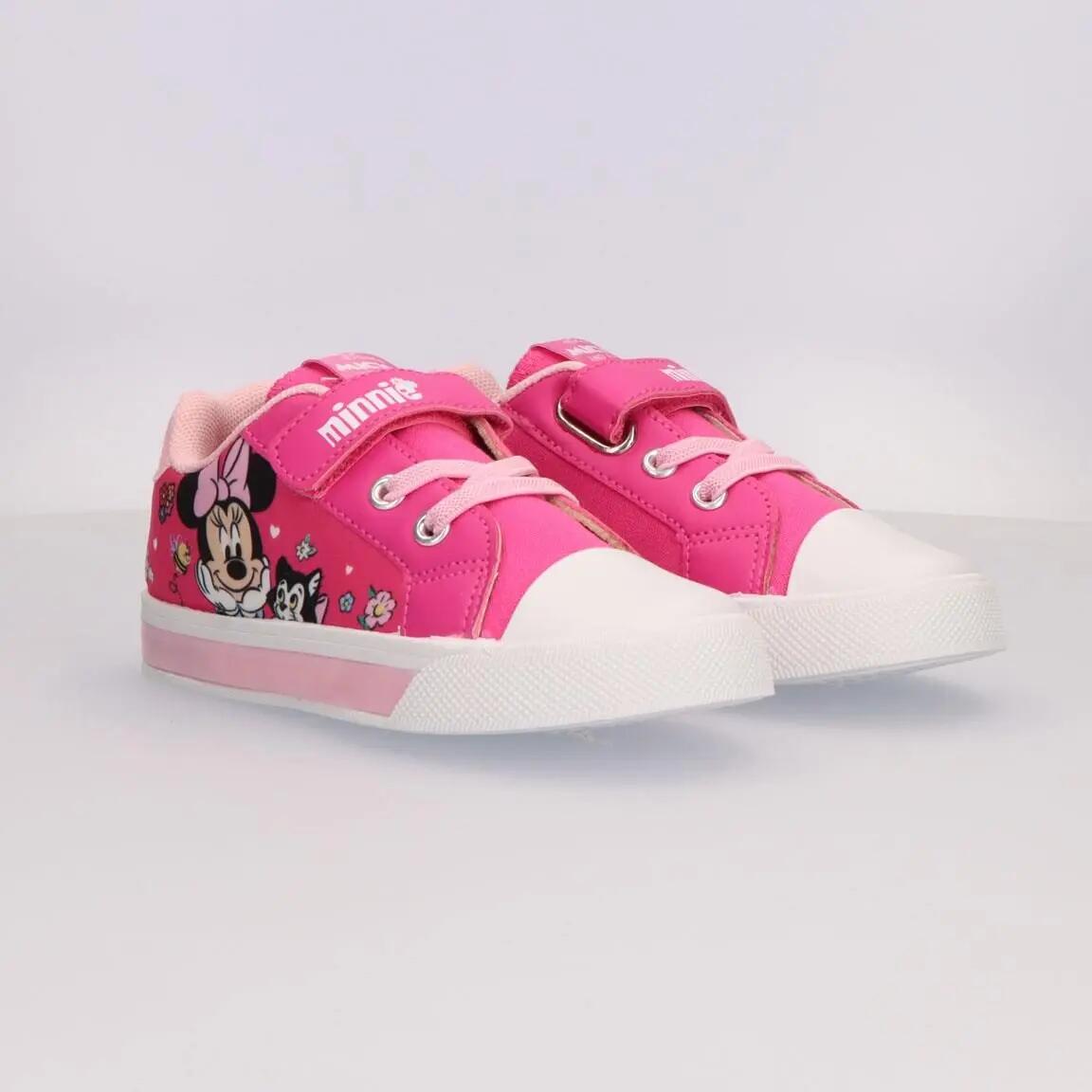 Sapatilhas de Lona com Luzes Minnie Mouse Infantis, Antiderrapantes, cor-de-rosa 6/6