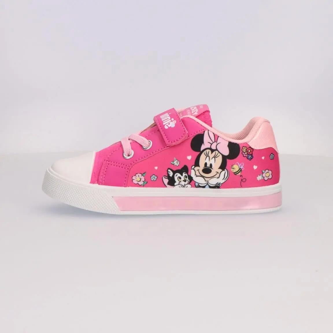Sapatilhas de Lona com Luzes Minnie Mouse Infantis, Antiderrapantes, cor-de-rosa 4/6
