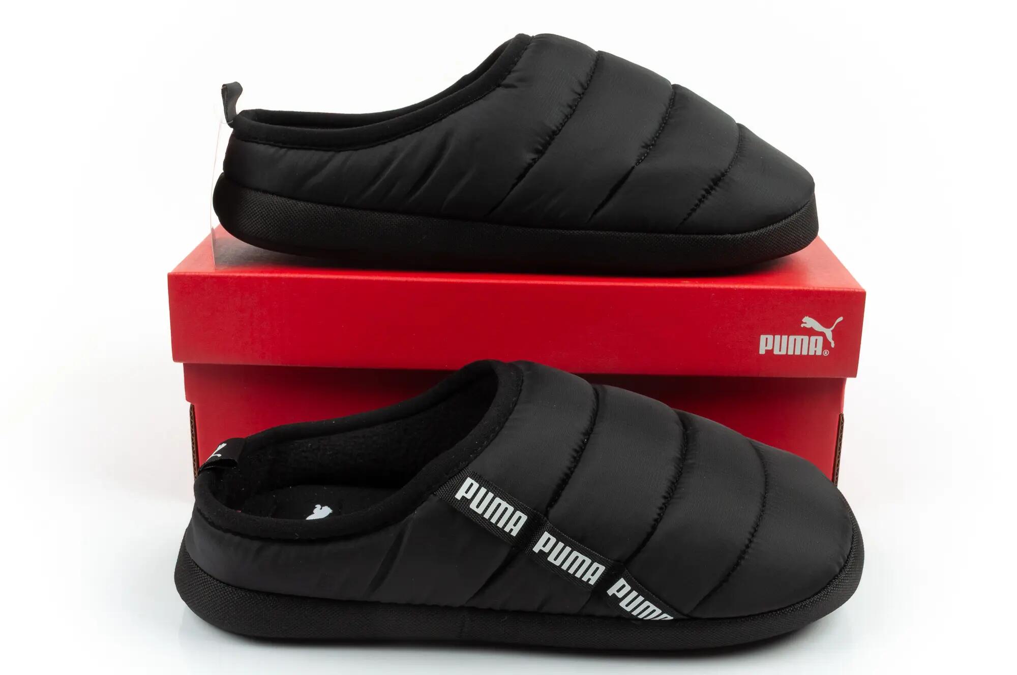 PUMA Unisex Scuff Slippers - Black-White 9/9