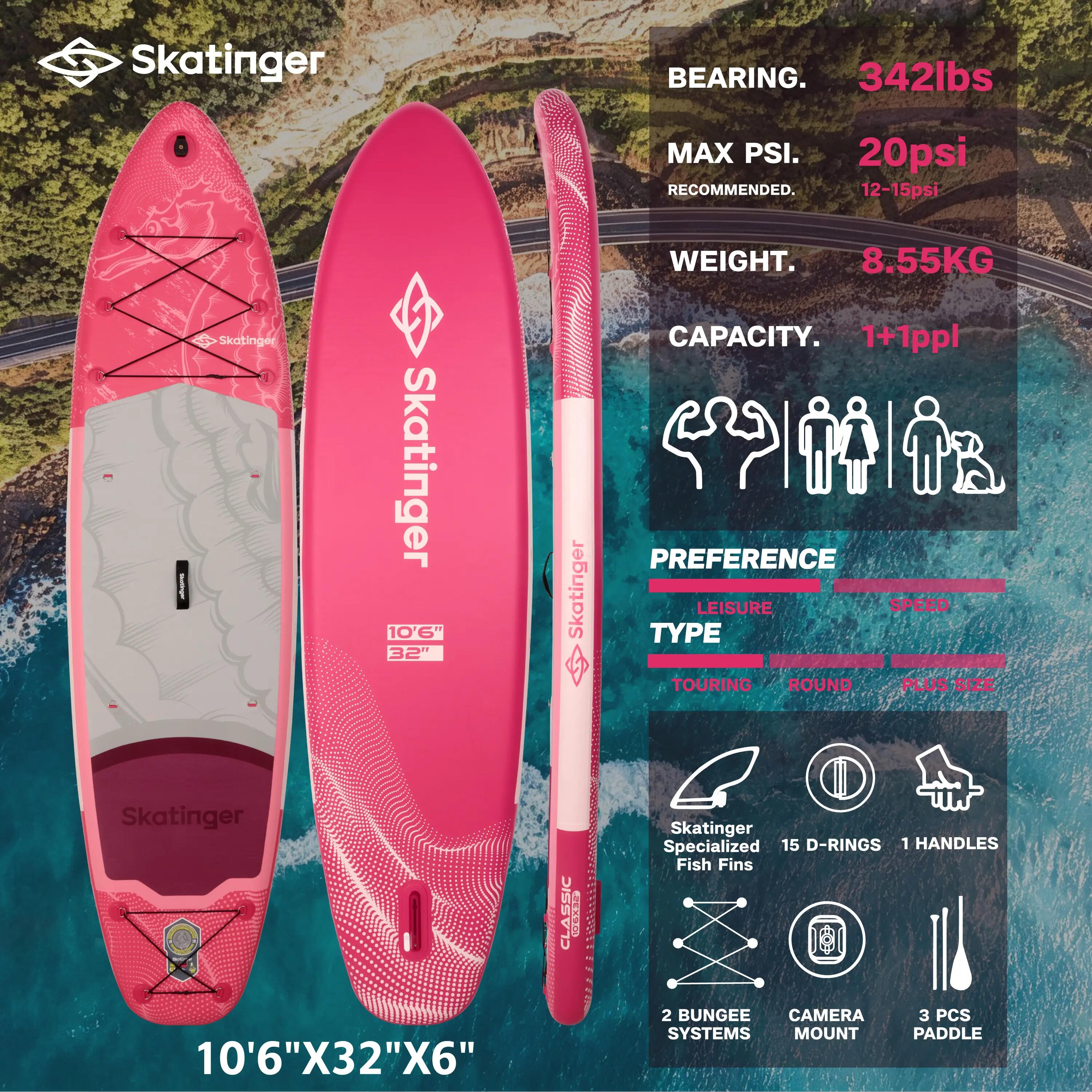 Deska SUP SKATINGER Ocean Sea Horse 320x81x15 cm allround 2/6