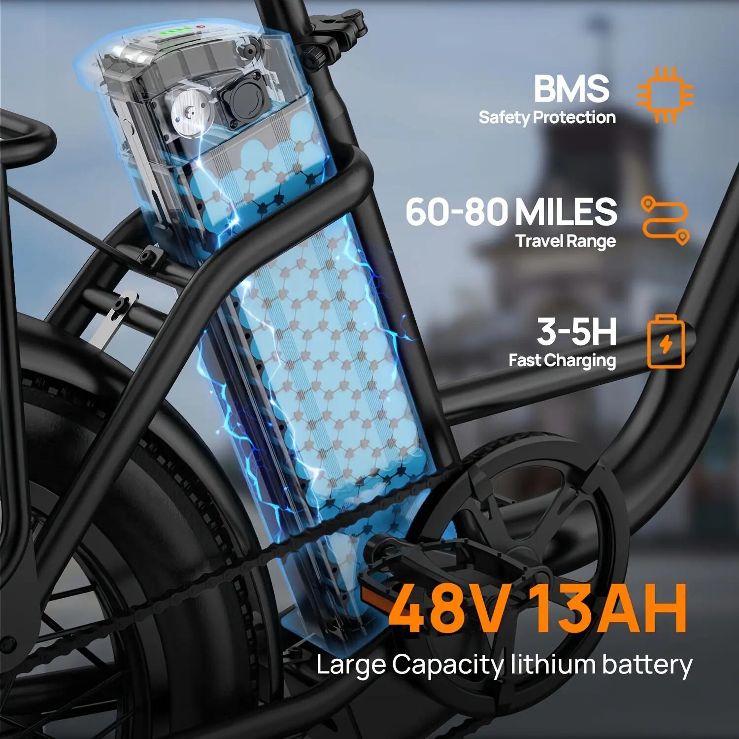Elektrické mestské bicykle, URLIFE E20, pneumatiky 20 palcov, batéria 48V13AH 9/11
