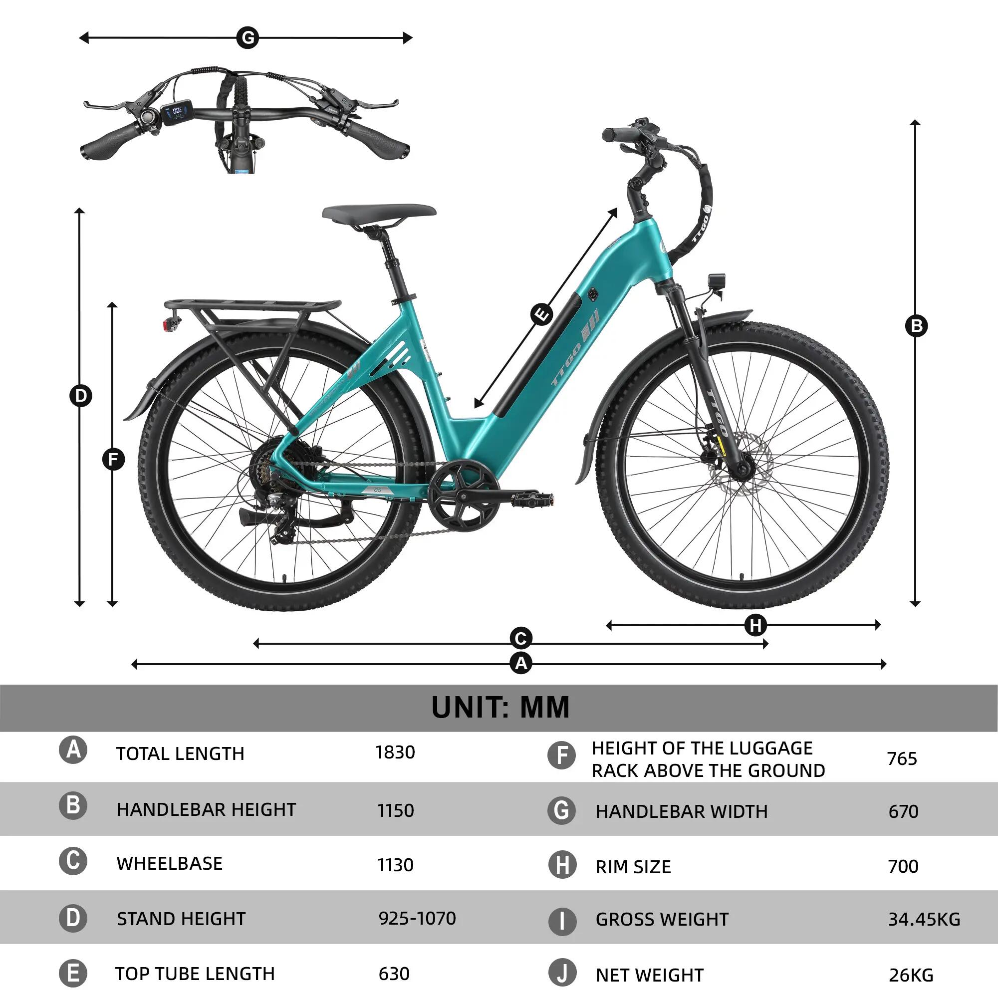 Elektrofahrrad für Erwachsene TTGO C5, 27,5-Zoll-Reifen, 48V 13,5Ah-Akku 9/15