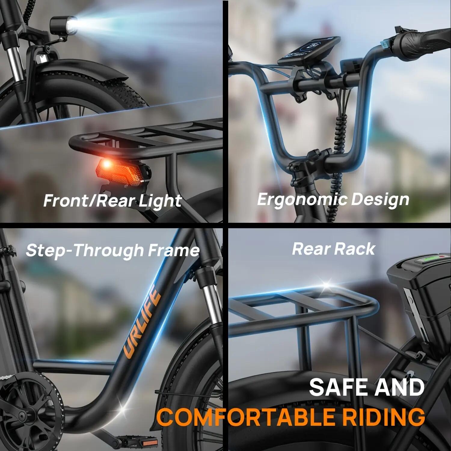 Elektrické mestské bicykle, URLIFE E20, pneumatiky 20 palcov, batéria 48V13AH 7/11