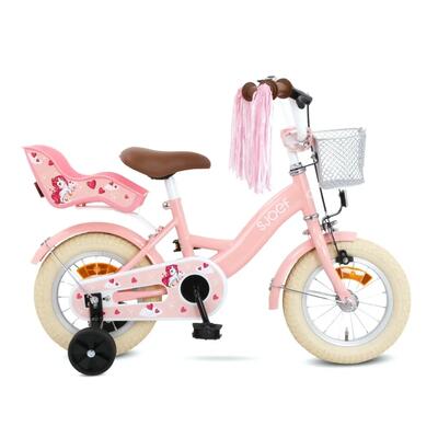 Sjoef dolly meisjesfiets 12 inch - 2-4 jaar - unicorn - roze