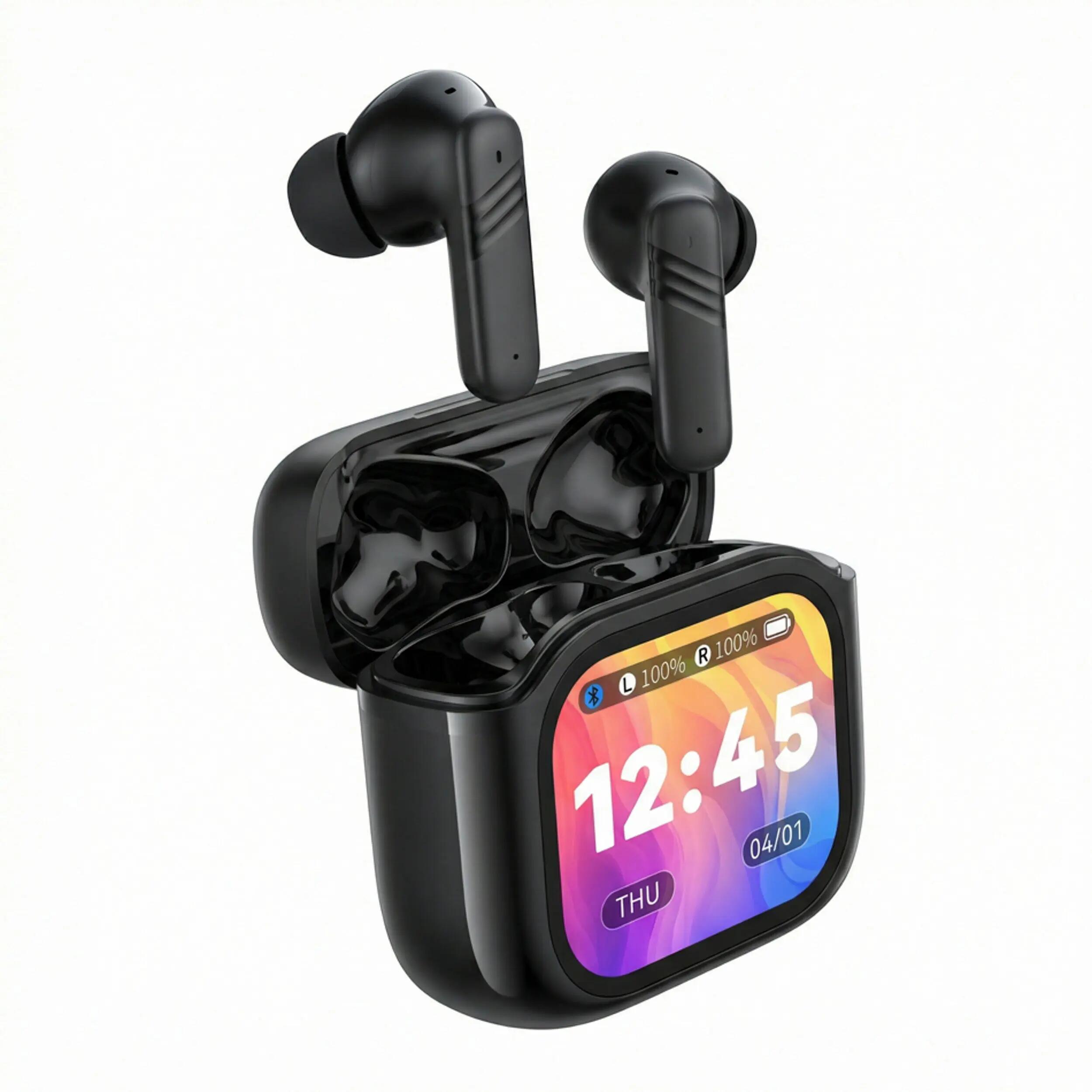 Auriculares Bluetooth XO X50 TWS pretos LCD, ANC/ENC e duplo microfone 3/8