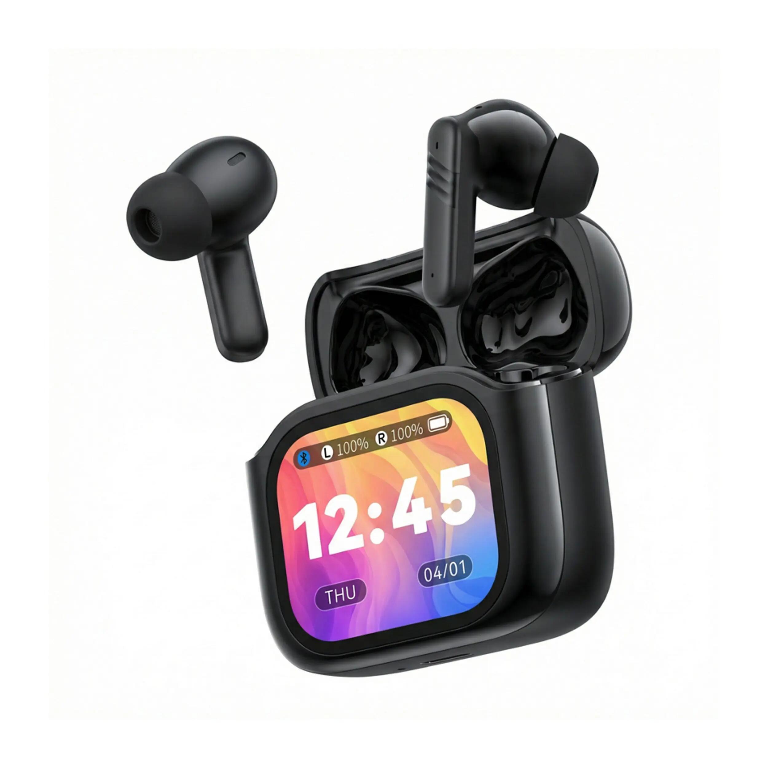Auriculares Bluetooth XO X50 TWS pretos LCD, ANC/ENC e duplo microfone 2/8