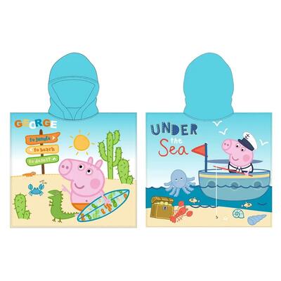 Poncho Toalla de Microfibra Bambini Peppa Pig con Capucha Rosa 55x110