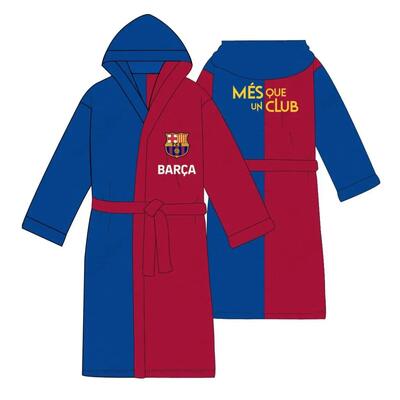 Kinderbadjas fc barcelona coral fleece met capuchon blauw