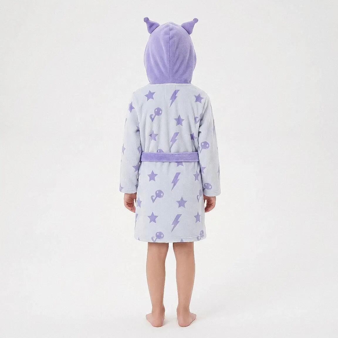 Albornoz Infantil Hello Kitty Kuromi Coral Fleece con Capucha Azul Claro 7/7