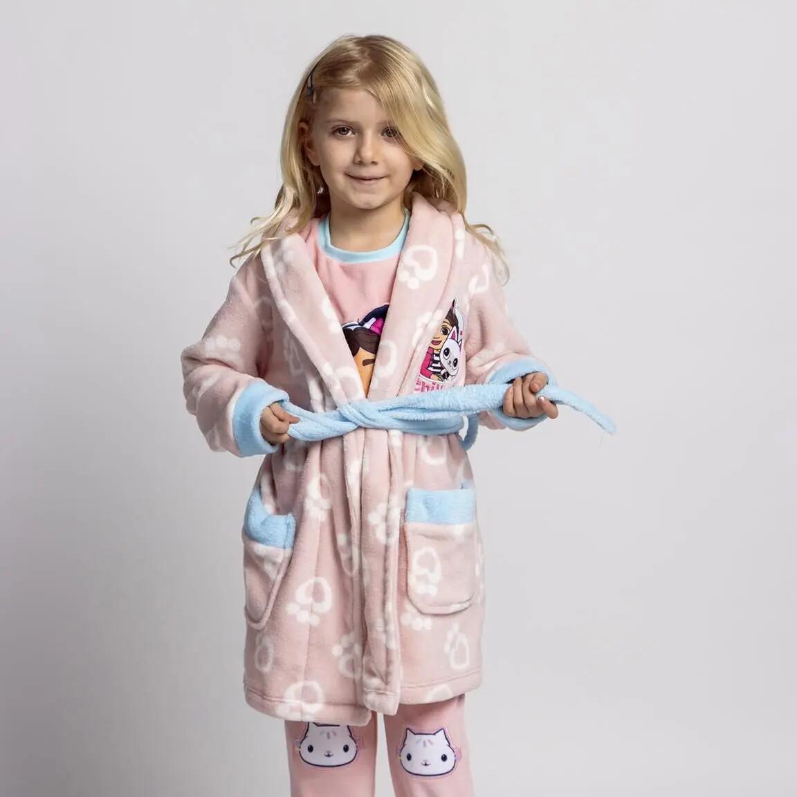 Albornoz Infantil Gabby’s Dollhouse Coral Fleece para Baño e Ducha Rosa 4/5