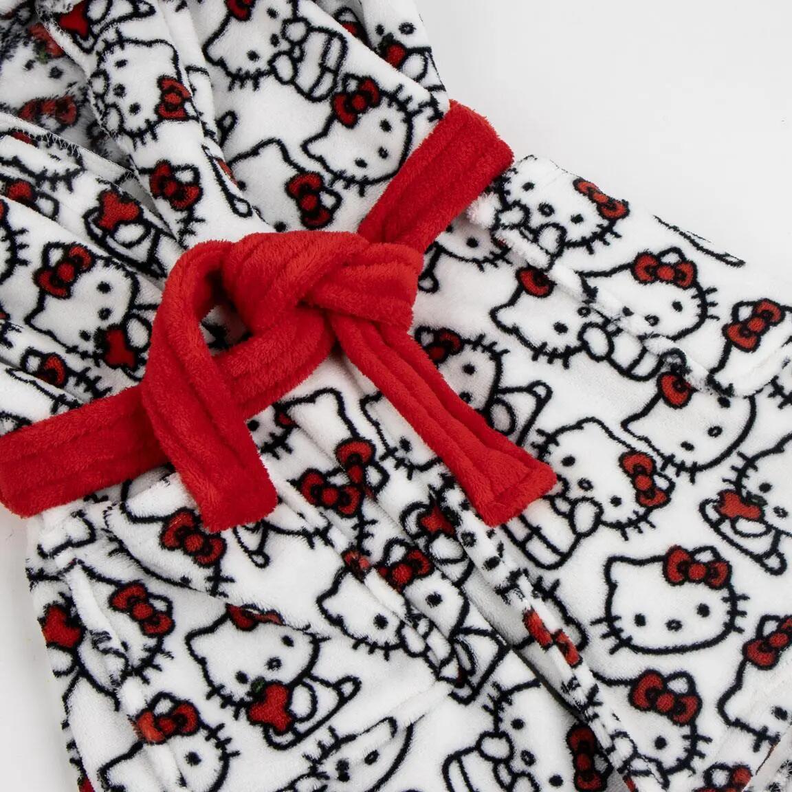 Albornoz Enfant Hello Kitty Coral Fleece avec Capucha et Cinturón Blanco 3/4