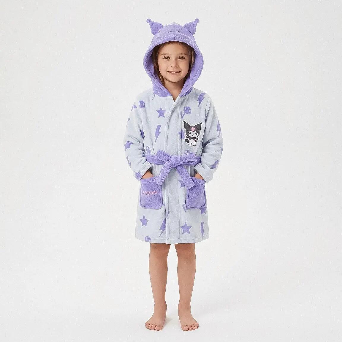 Albornoz Infantil Hello Kitty Kuromi Coral Fleece con Capucha Azul Claro 6/7