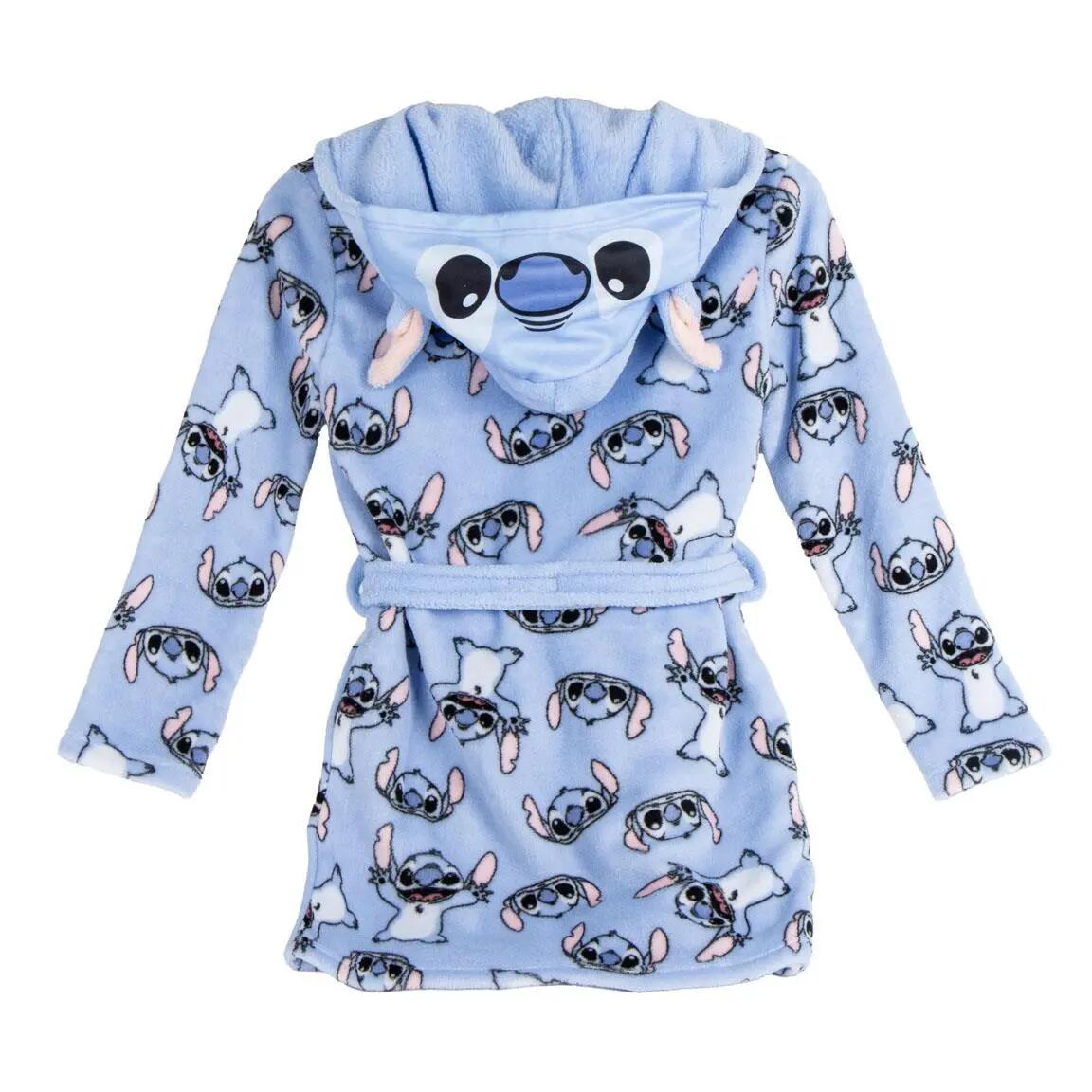 Albornoz Bambini Stitch Coral Fleece con Capucha e Cinturón Azul 2/4