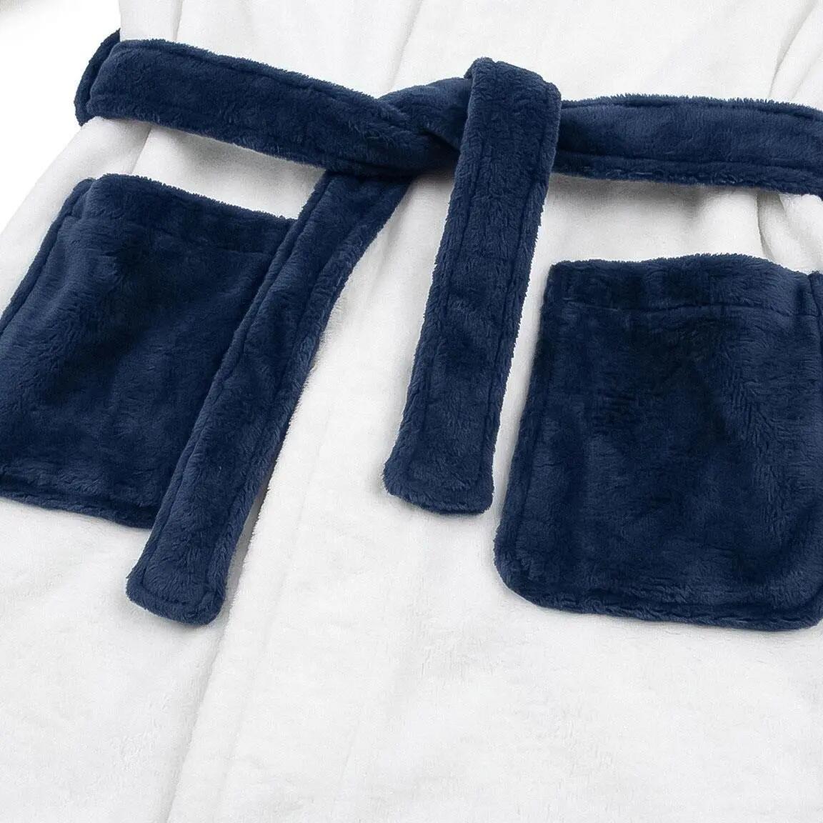 Albornoz Bambini Real Madrid Coral Fleece con Capucha para Baño Azul Oscuro 5/7