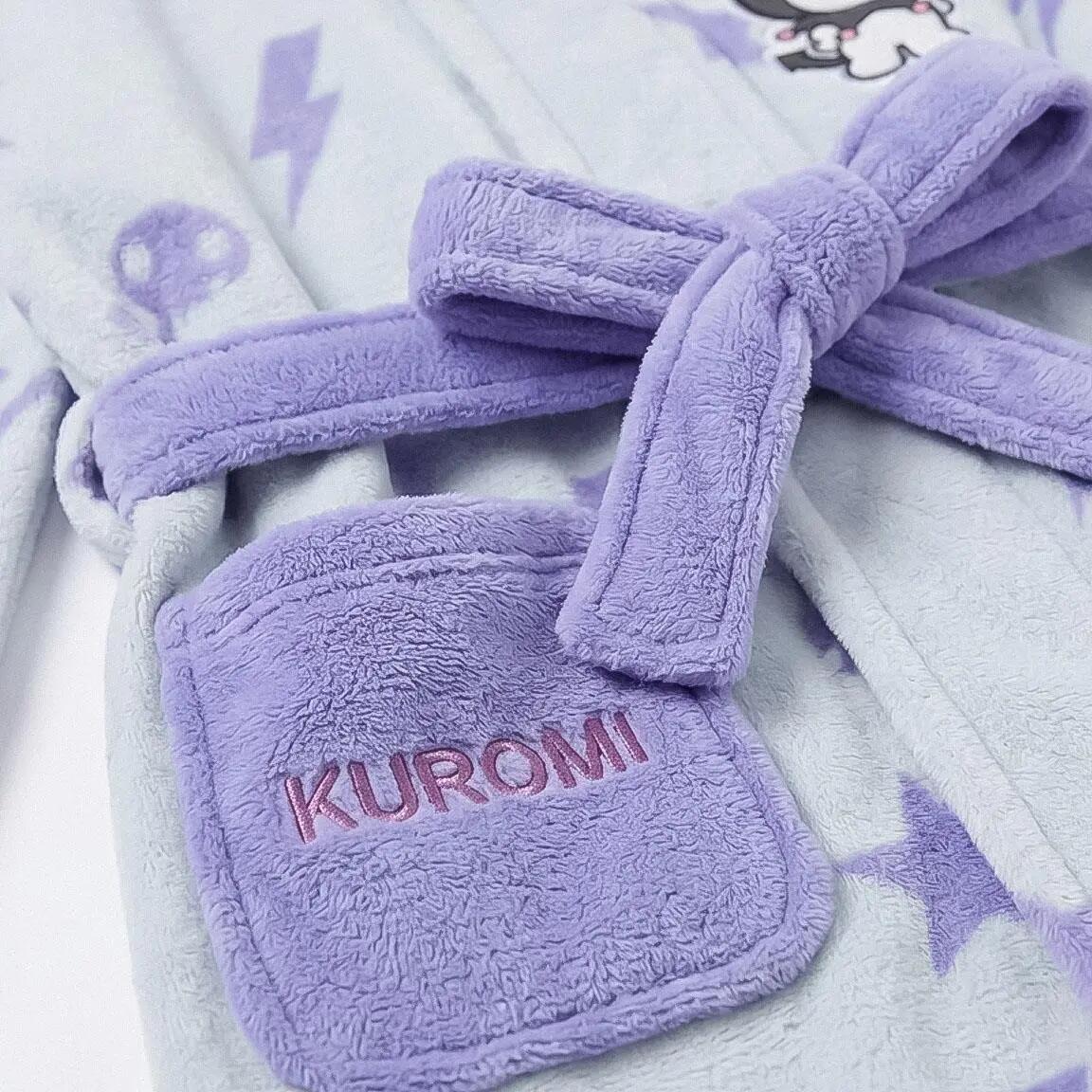 Albornoz Infantil Hello Kitty Kuromi Coral Fleece con Capucha Azul Claro 5/7