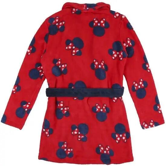 Albornoz Infantil Minnie Coral Fleece para Baño y Ducha Rojo con Cinturón 2/5