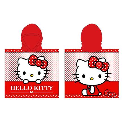 Poncho Toalla de Microfibra Enfant Hello Kitty para Playa et Baño Rojo