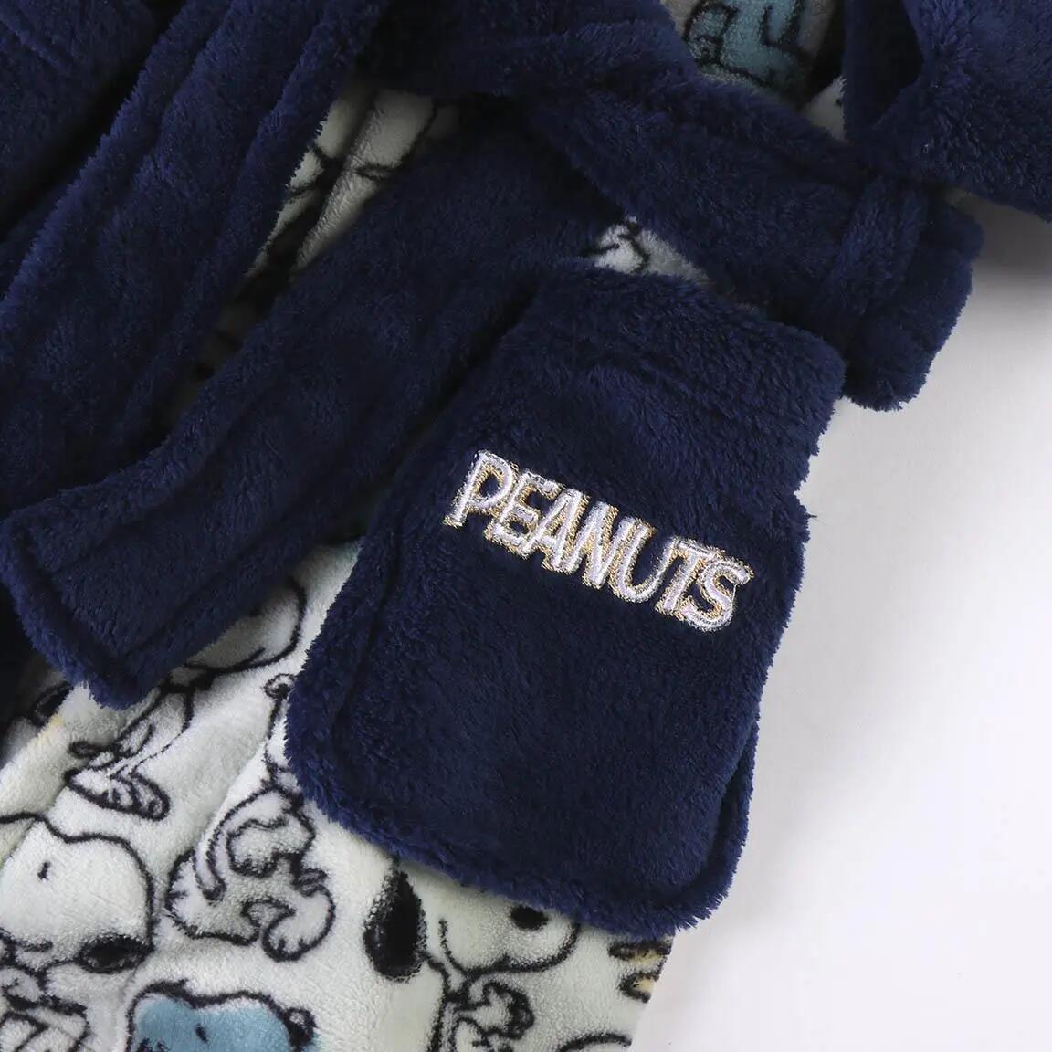 Albornoz Infantil Snoopy Peanuts Coral Fleece com Cinturón Azul Marino 6/6
