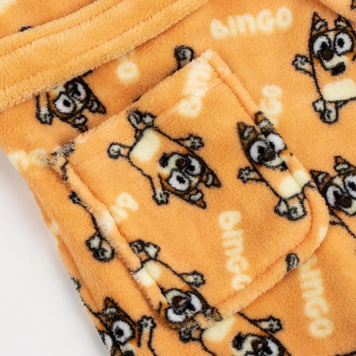 Albornoz Infantil Bluey Coral Fleece com Capucha e Cinturón Naranja 4/4