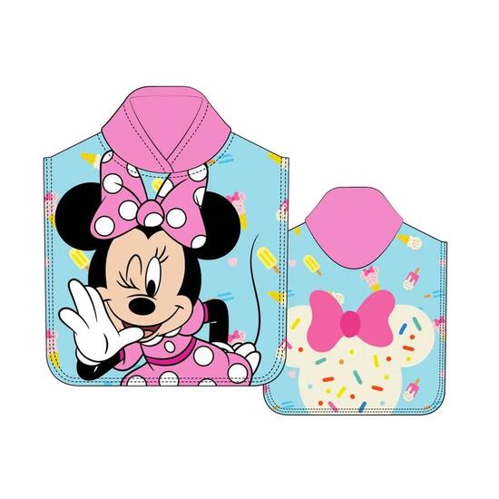 Poncho Toalla de Microfibra Baño Enfant Minnie Mouse Azul et Rosa 55x110
