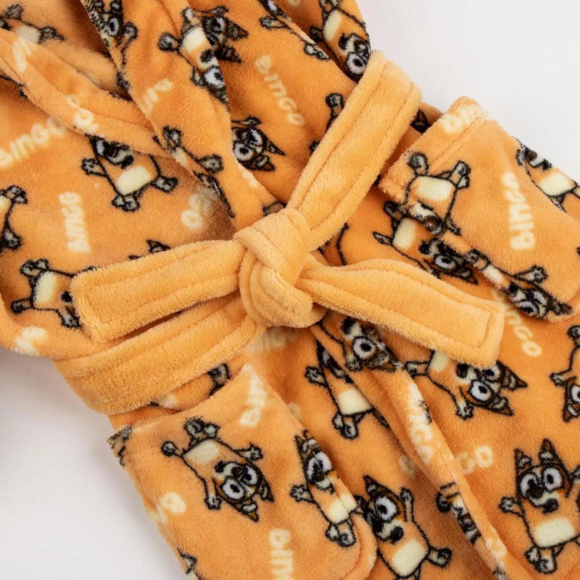 Albornoz Infantil Bluey Coral Fleece com Capucha e Cinturón Naranja 3/4