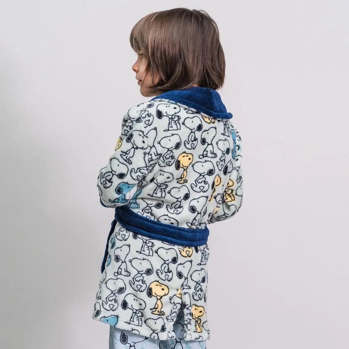 Albornoz Infantil Snoopy Peanuts Coral Fleece com Cinturón Azul Marino 5/6