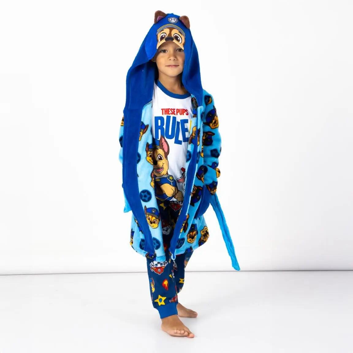 Albornoz Bambini PAW Patrol Coral Fleece con Capucha e Cinturón Azul 3/4