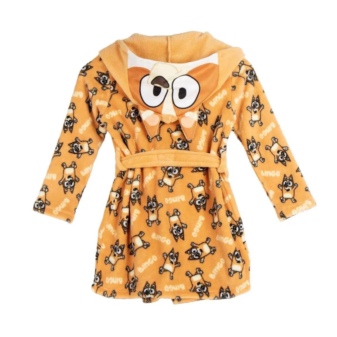 Albornoz Infantil Bluey Coral Fleece com Capucha e Cinturón Naranja 2/4