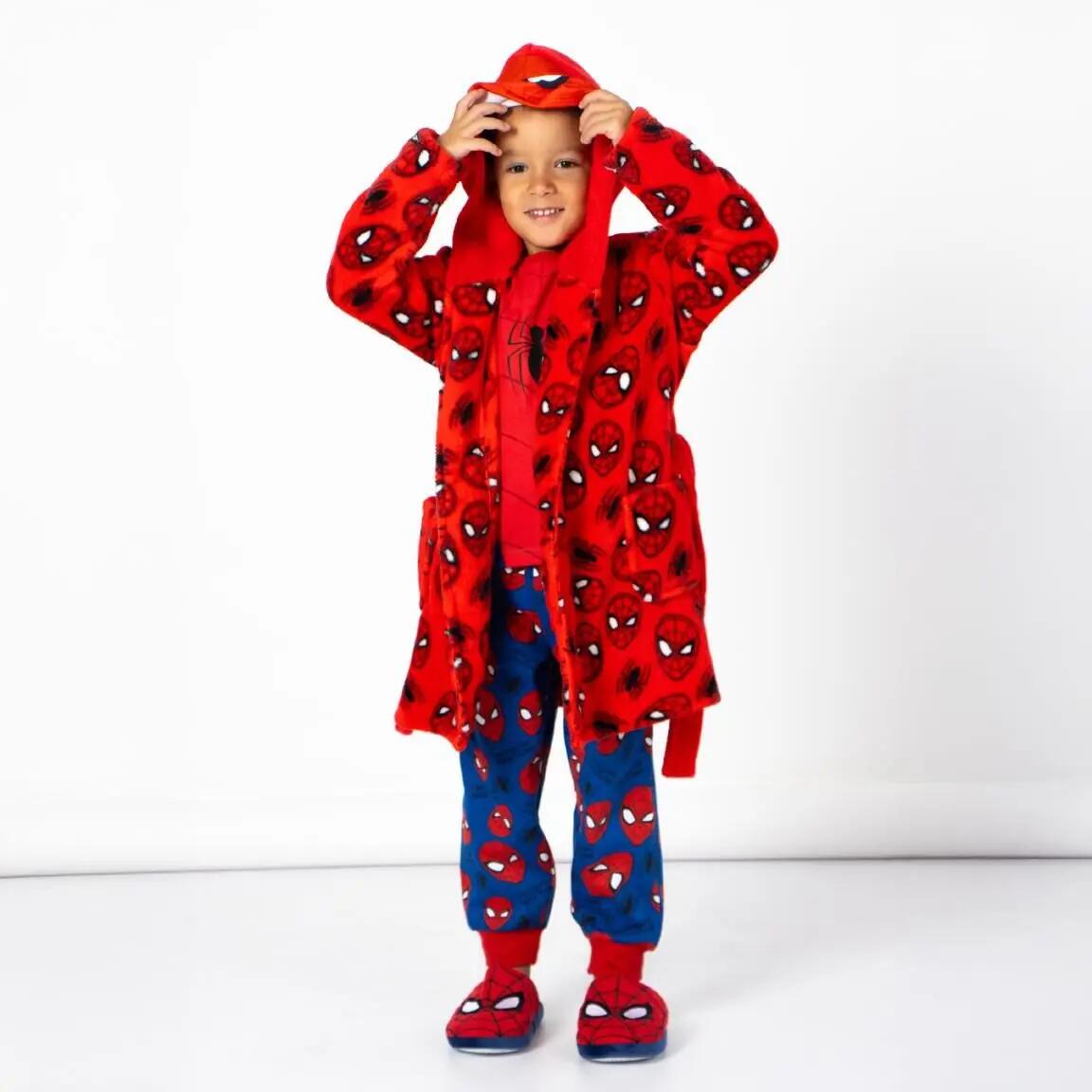 Peignoir en polaire corail Spiderman pour enfants avec appliqués 5/5
