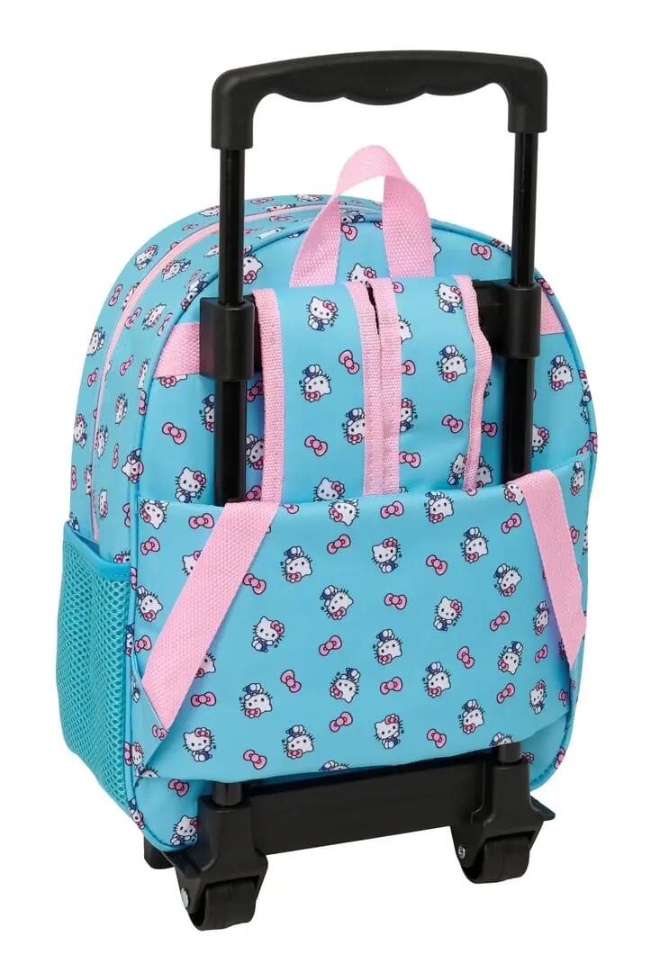 Sac à dos Hello Kitty 3D pour enfants avec roulettes et porte-bouteille - Bleu 4/5