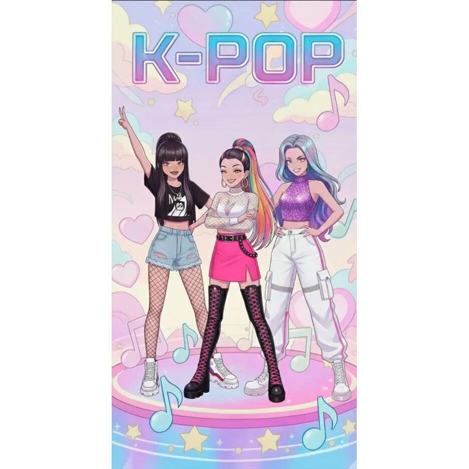 Toalla de microfibra K-Pop playa y baño Infantil 70x140 con diseño pop 1/3
