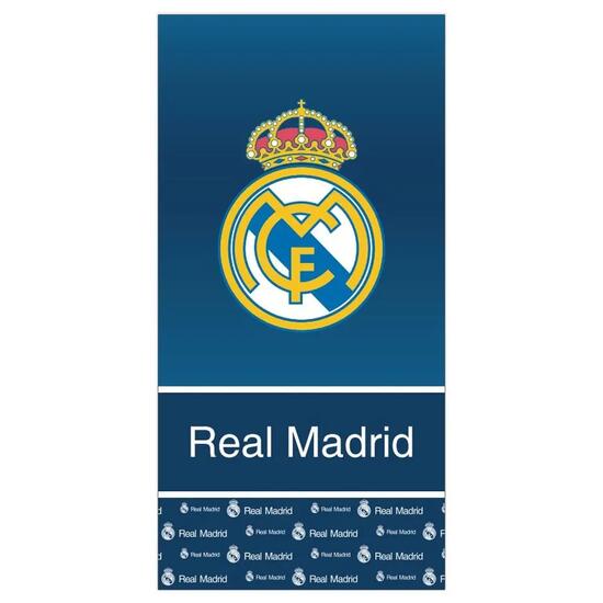 Duży ręcznik Real Madrid z herbem w kolorze białym - 90x180 cm