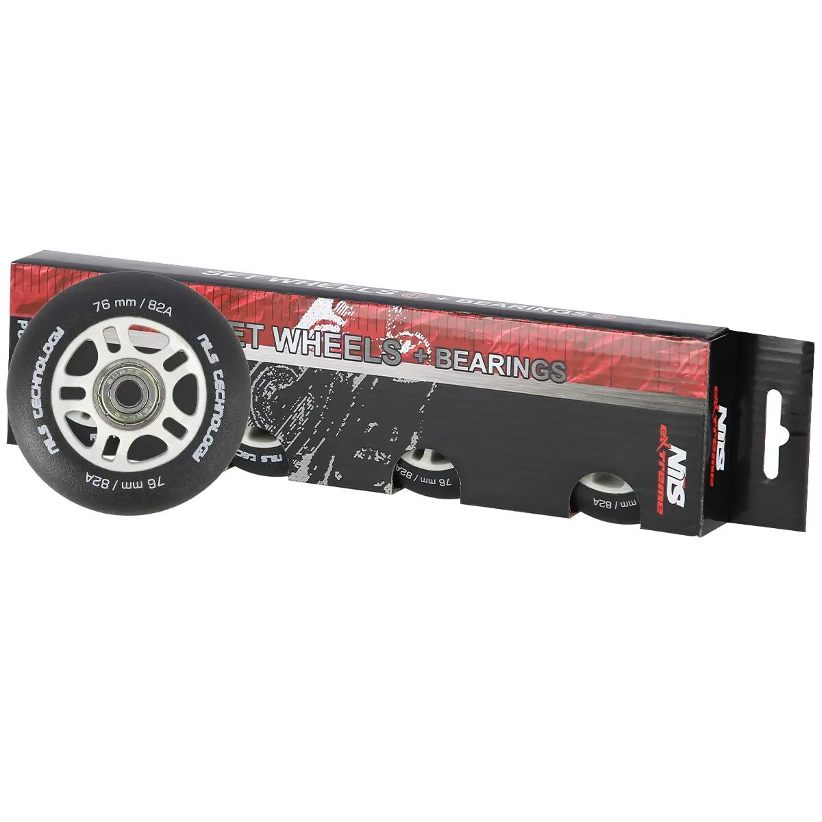 Matná kolečka NILS Extreme PU 76x24 82A s ložisky ABEC 9, 4 ks 3/6