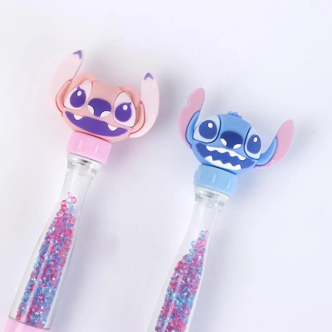 Penna girevole per bambini Stitch con glitter e perline, rosa/blu 6/7