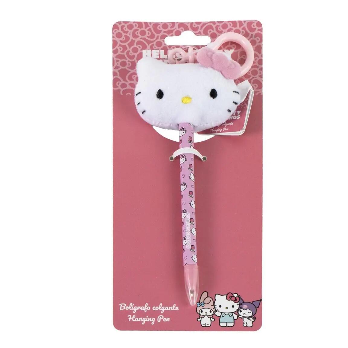 Stylo suspendu Hello Kitty pour enfants avec peluche et mousqueton rose 2/7