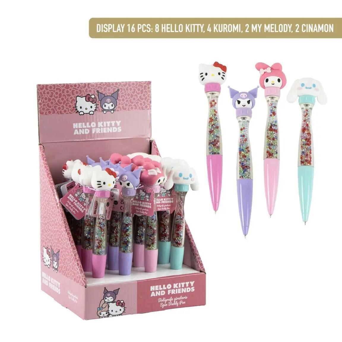 Penna girevole per bambini di Hello Kitty con glitter rosa multicolore 2/7