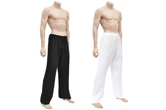 Pantalon Kung-fu & Tai Chi Viscose+Coton | ShenLong® - Blanc - 1m50 - 1m60