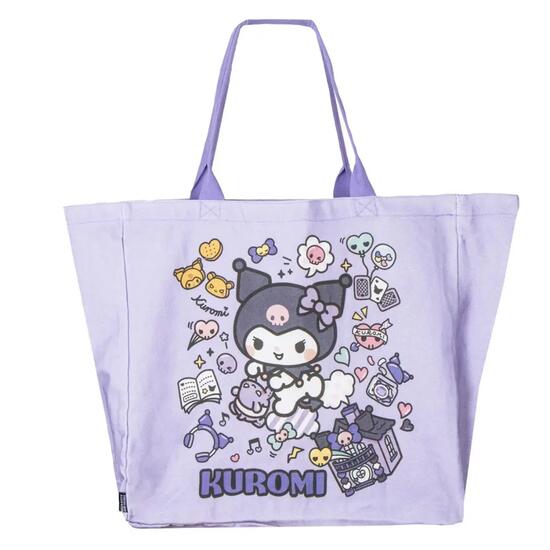 Sac à provisions Hello Kitty Kuromi XL pour enfants en polyester lilas résistant