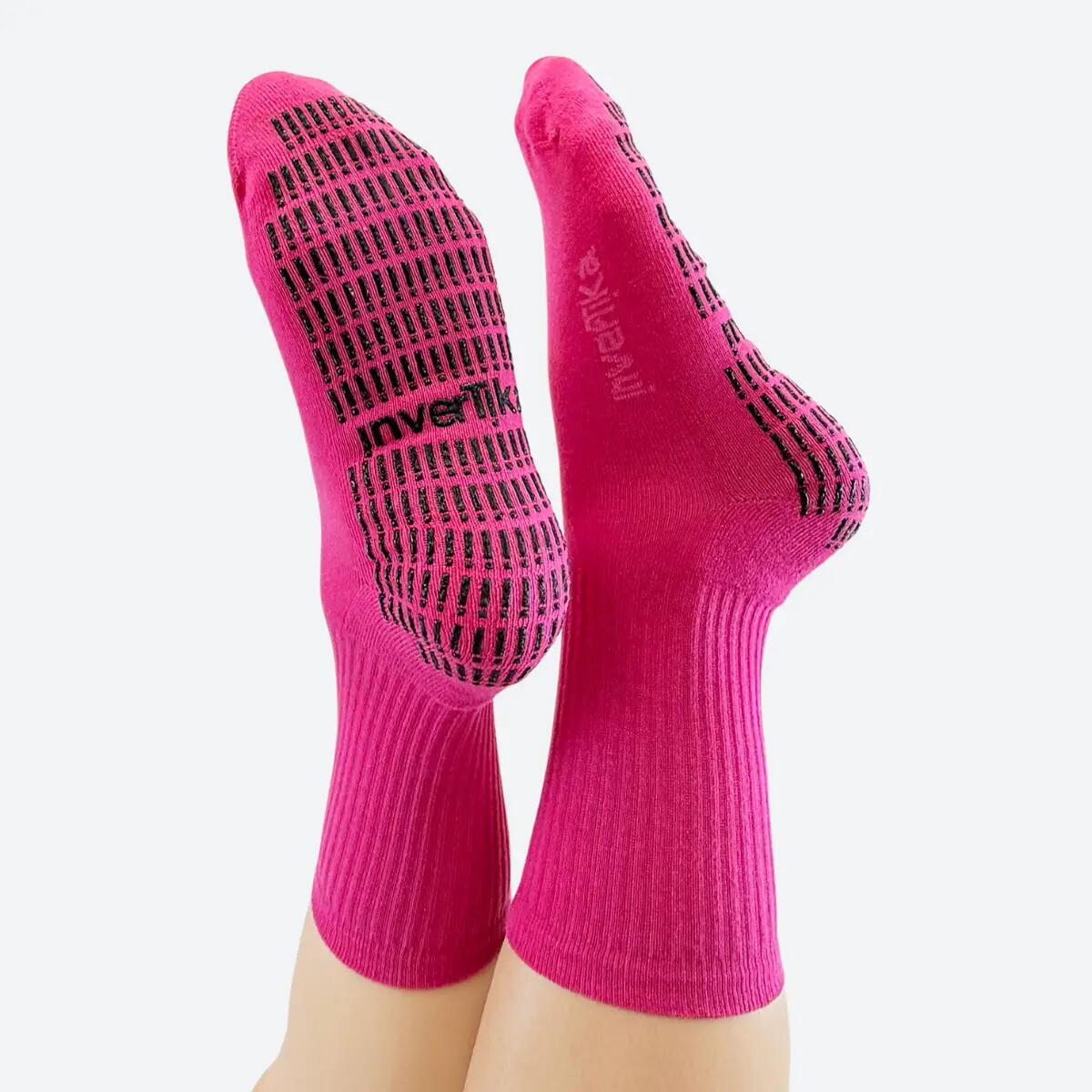 Calze sportive antiscivolo cotone soletta con grip allenamento Fucsia 2/5
