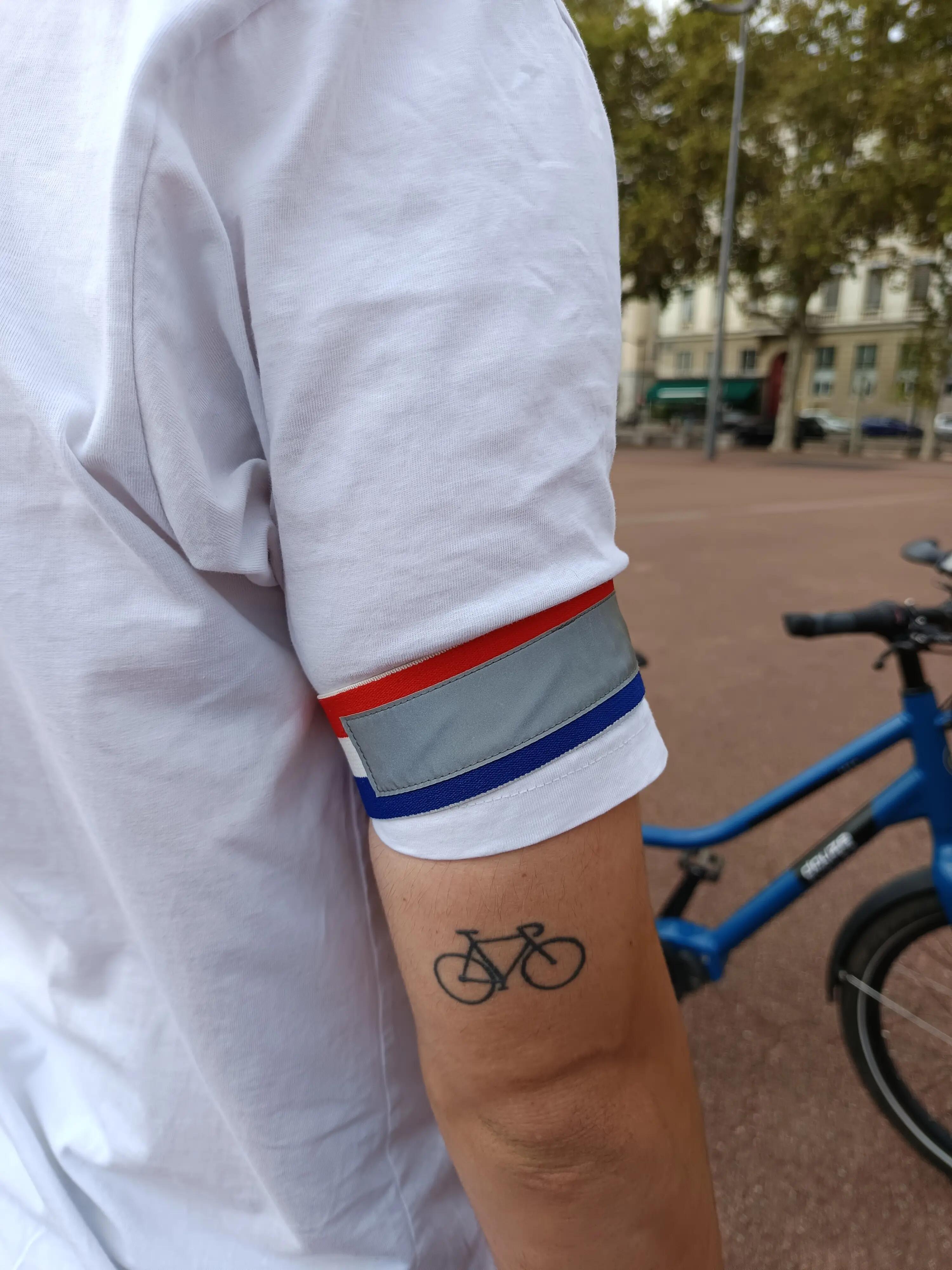 Reflecterende fietsbroekclips, blauw, wit, rood 3/3