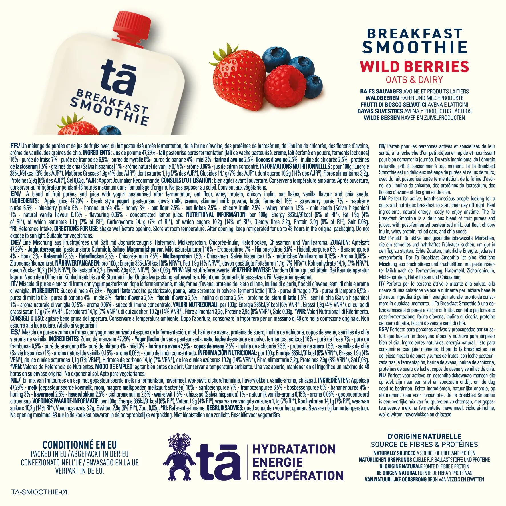 TA Energy Ontbijt Smoothie 6x150g 100% Natuurlijk Bosvruchten 5/5