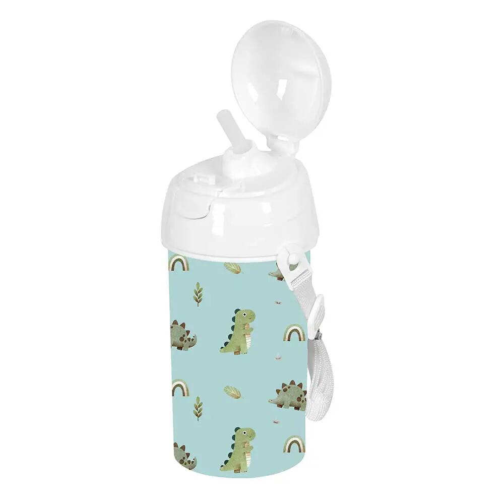Borraccia Bambini con Pajita e Cinta Bandolera Dinos Blu Claro 0,5 L 4/5