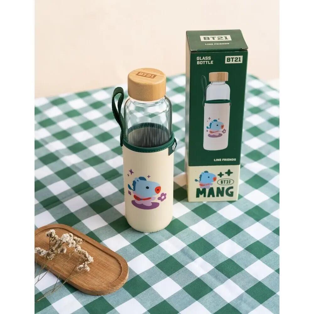 Gourde de Cristal BT21 Mang avec Funda de Neopreno et Tapón Bambú 0,5 L 4/4