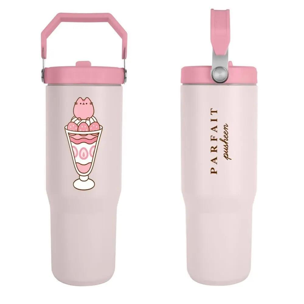 Bicchiere termico Bambini Pusheen con manico e Tapa Antiderrame Rosa Pastel 0,9 2/3