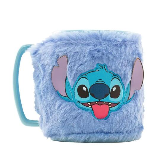 Taza con Funda de Peluche Infantil Angel & Stitch Rosa Pastel, Cerámica 0,45 L