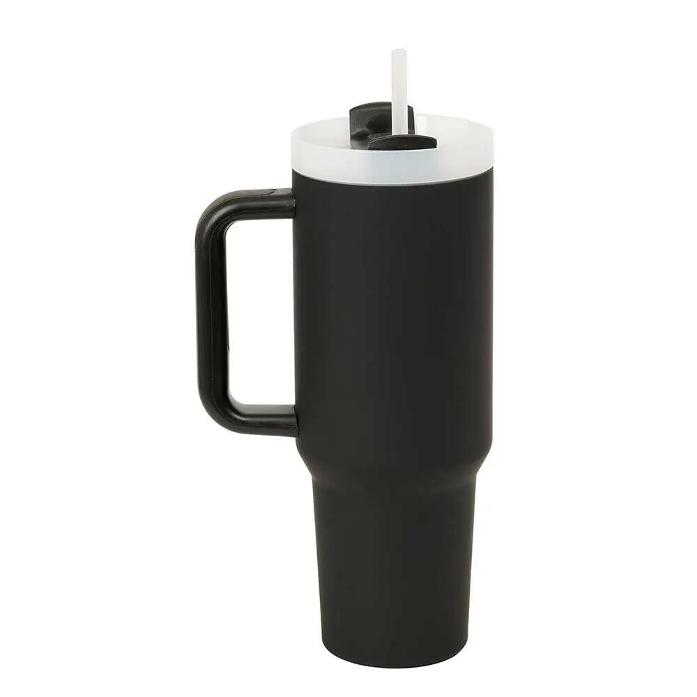 Thermosbecher mit Pajita aus Edelstahl mit Griff und Base Silicona Schwarz 0,35 4/5