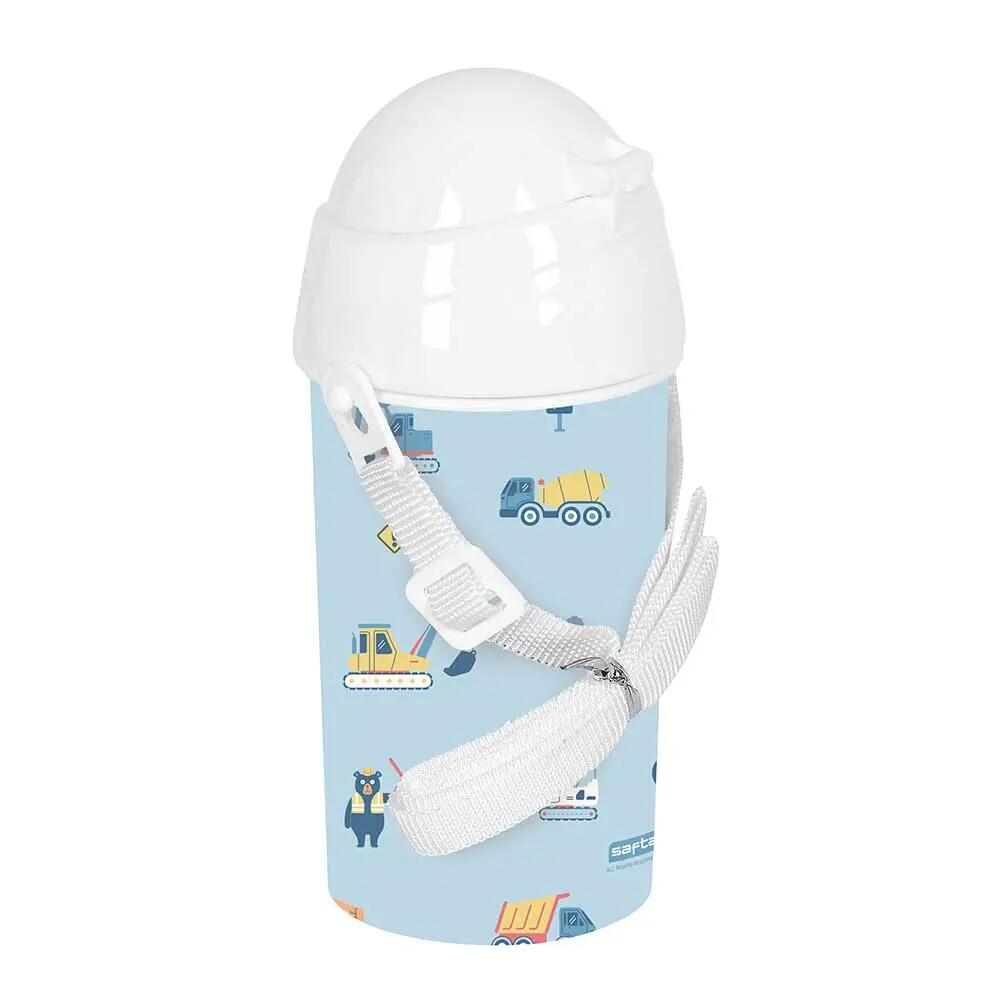 Borraccia Bambini Preescolar Gruas Blu con Pajita e Apertura Automática 0,5 L 5/5