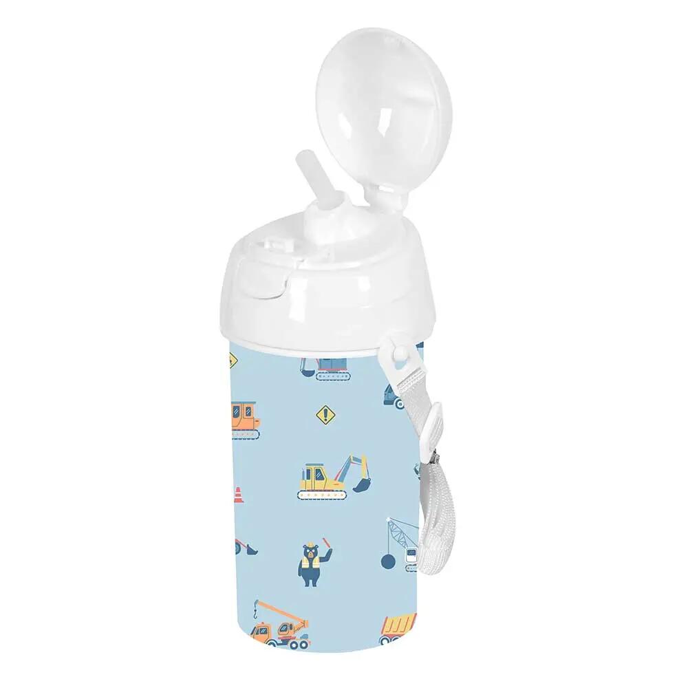Borraccia Bambini Preescolar Gruas Blu con Pajita e Apertura Automática 0,5 L 4/5